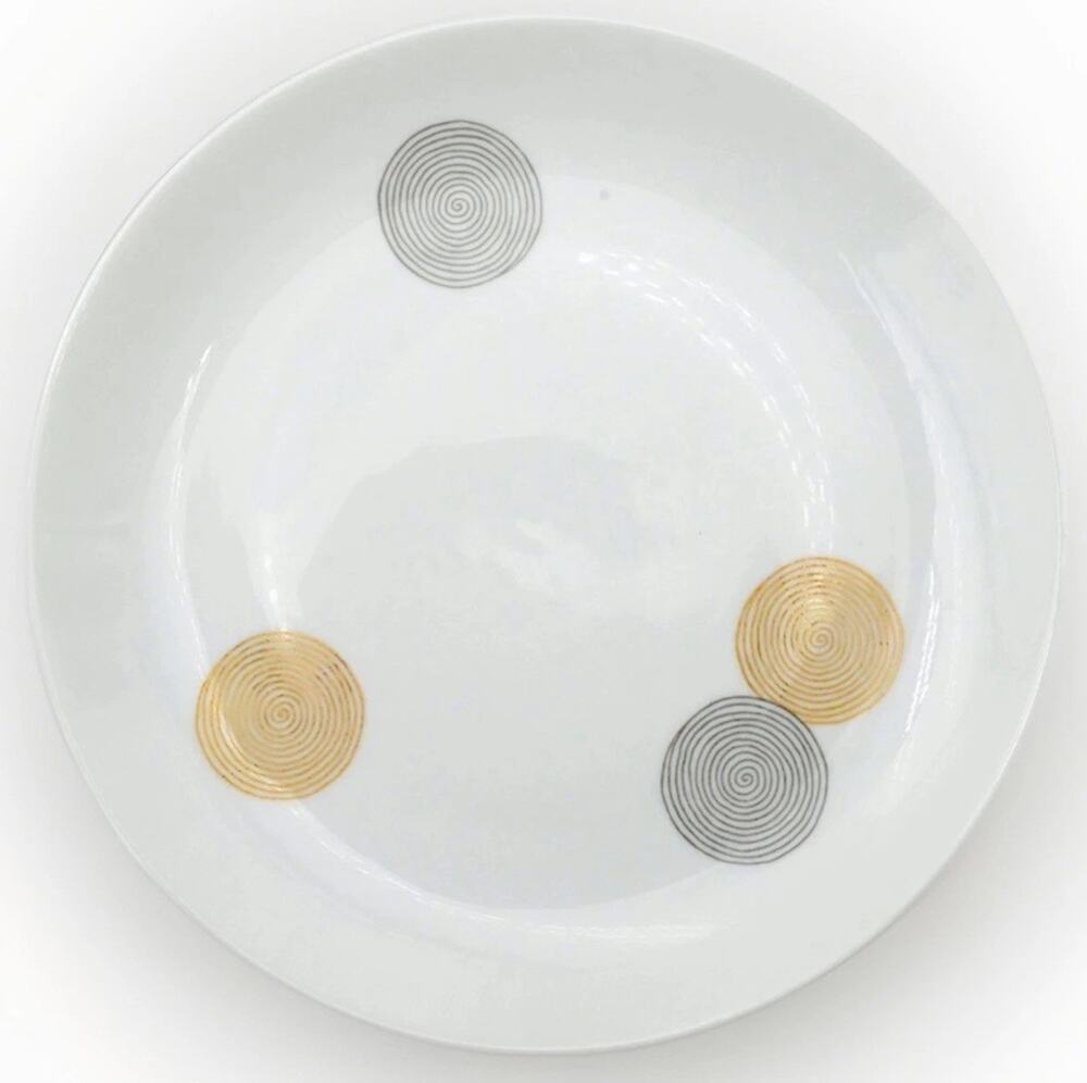 Rosenthal Raymond Leowy Coin Dot Dinner Plate MCM Germany 9” Black Gold White